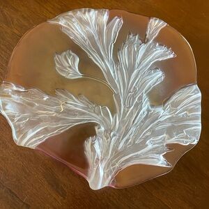 VTG Walther glass Cameo Floral Art Nouveau bowl dish